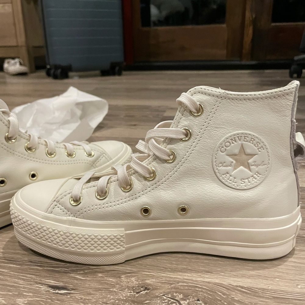 Brand new white leather platform high tops!